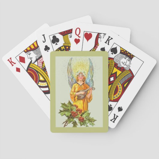 Engel met hulst en mandoline pokerkaarten (Achterkant)