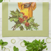 Engel met hulst en mandoline theedoek (Gevouwen)