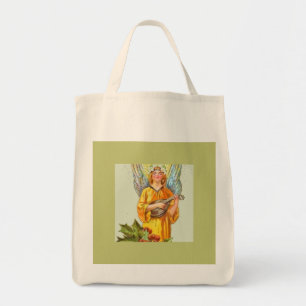 Engel met hulst en mandoline tote bag