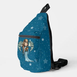 Engel met jong hertje tegen een sterrenhemel sling bag
