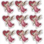  Engel met jong meisje Red Heart Sticker (Voorkant)