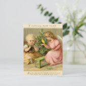  engel met kanarie gelukkig nieuwjaar briefkaart (Staand voorkant)