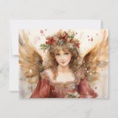 Engel met kerstbloemen feestdagenkaart (Voorkant)