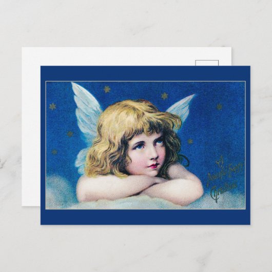 Engel met kerststerren briefkaart (Voorkant / Achterkant)