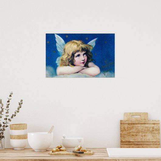 Engel met kerststerren poster (Keuken)