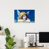 Engel met kerststerren poster (Thuiskantoor)