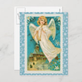  engel met kersttrompet feestdagenkaart (Voorkant / Achterkant)