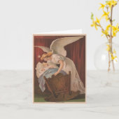 Engel met Kind 1e Verjaardag Kaart (Gele Bloem)