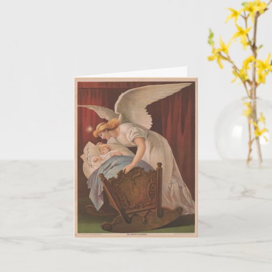 Engel met Kind 1e Verjaardag Kaart (Gele Bloem)