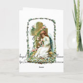Engel met Kruis en Bloemen Feestdagen Kaart (Achterkant)