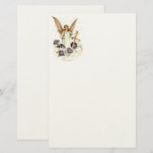 Engel met kruis en clematisbloemen briefpapier (Voorkant / Achterkant)