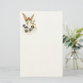 Engel met kruis en clematisbloemen briefpapier (Staand voorkant)