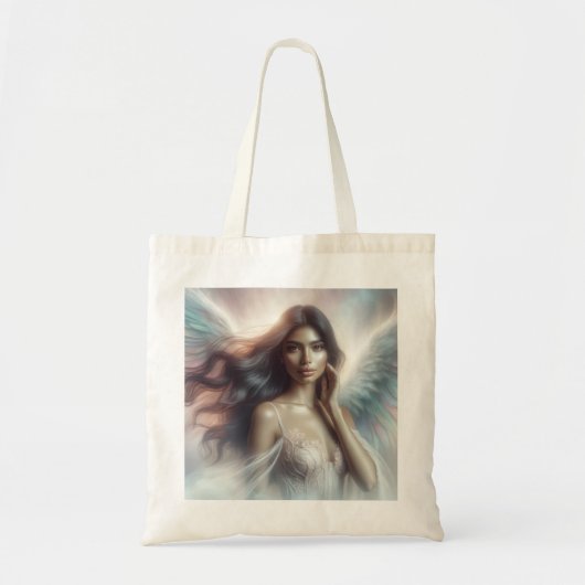 Engel met lang donker haar tote bag (Voorkant)