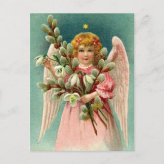 Engel met mooie roze jurk briefkaart