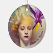 Engel met orchidee    keramisch ornament (Links)