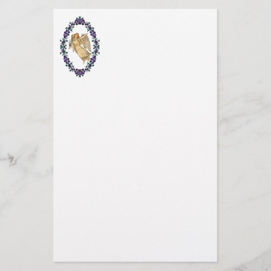 Engel met Paarse versieringen Briefpapier (Voorkant)