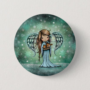 Engel met reekalf geïllustreerde kunst ronde button 5,7 cm