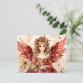 Engel met rode vleugels Kerstmis Feestdagenkaart (Staand voorkant)