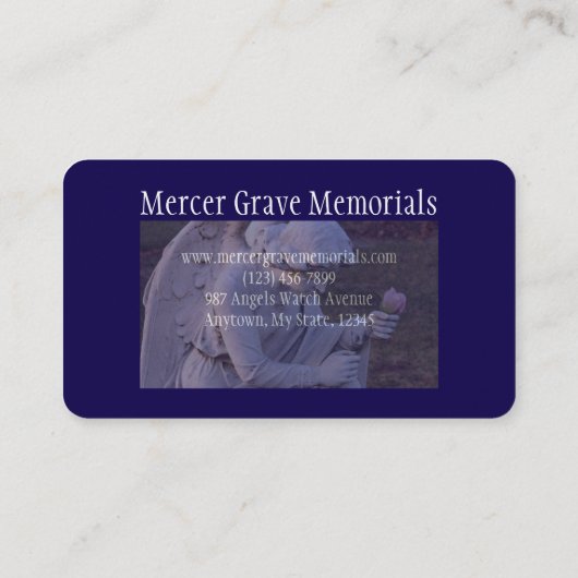 "ENGEL MET ROOS / RUST IN VREDE" VISITEKAARTJE (Achterkant)