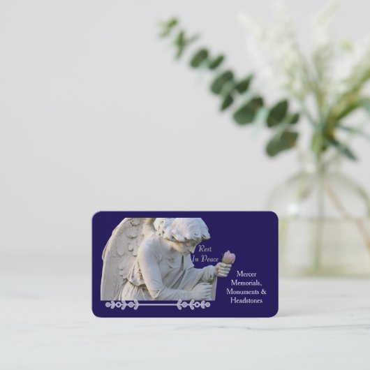 "ENGEL MET ROOS / RUST IN VREDE" VISITEKAARTJE (Staand voorkant)