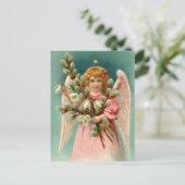 Engel met  roze jurk briefkaart (Staand voorkant)