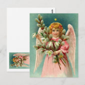 Engel met  roze jurk briefkaart (Voorkant / Achterkant)