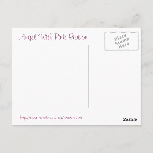  engel met roze lint briefkaart (Achterkant)