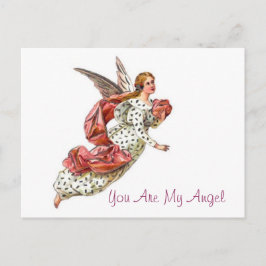  engel met roze lint briefkaart