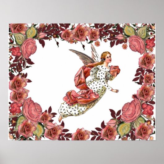  engel met roze lint poster (Voorkant)