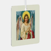 Engel met roze lint Triptiek Metalen Ornament (Voorkant Rechts)