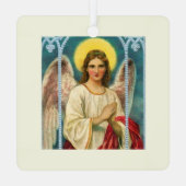 Engel met roze lint Triptiek Metalen Ornament (Achterkant)