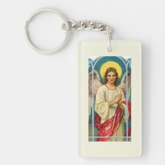 Engel met roze lint Triptiek Sleutelhanger (Voorkant)
