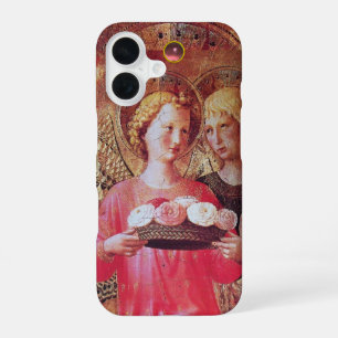 ENGEL MET ROZE WITTE ROZEN iPhone 16 HOESJE