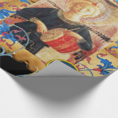 ENGEL MET ROZEN BLAUW BLOEMPERKAMENT EN PARELTJES CADEAUPAPIER (Hoek)