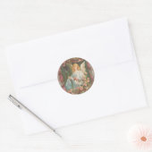 Engel met Rozen Ronde Sticker (Envelop)