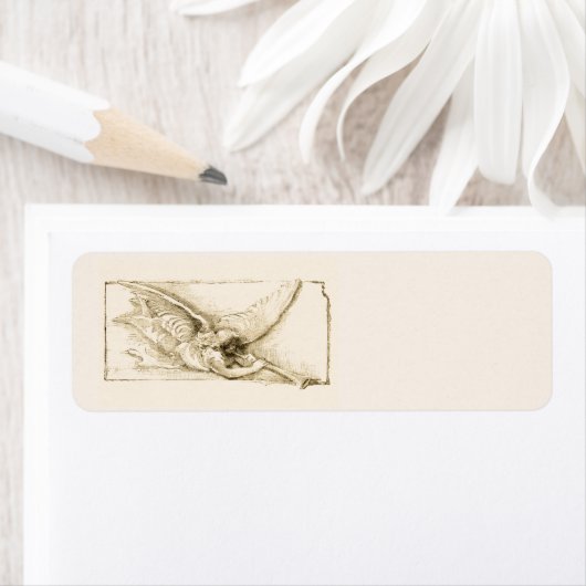 engel met trompet monoton etiket (Insitu)