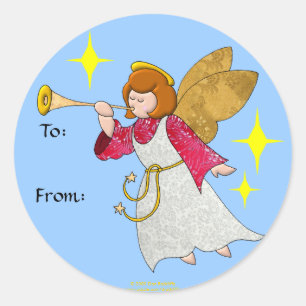 Engel met trompet vakantie cadeau Labels