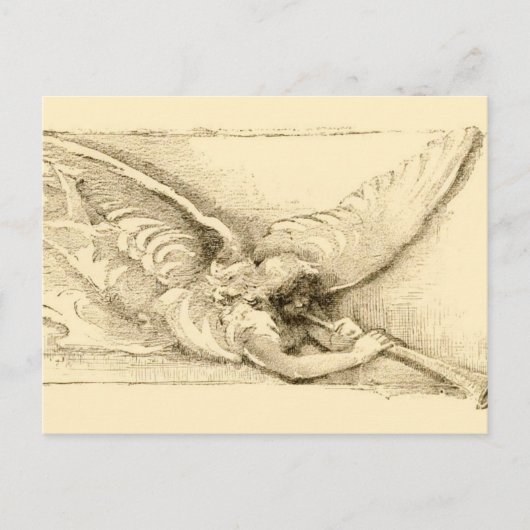  Engel met Trumpet Monotone Briefkaart (Voorkant)