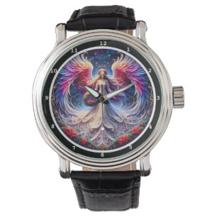 Engel met vleugels op een decoratieve wijzerplaat horloge