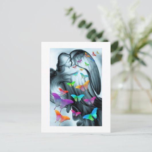 Engel met vlinders briefkaart (Staand voorkant)