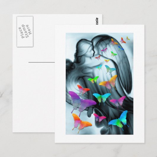 Engel met vlinders briefkaart (Voorkant / Achterkant)