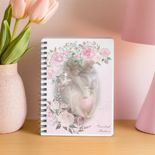 Engel met witte duiven Roze rozen Monogrammed Planner