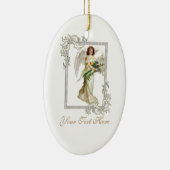 Engel met witte lelies keramisch ornament (Rechts)
