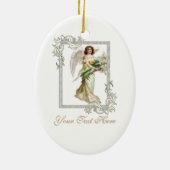 Engel met witte lelies keramisch ornament (Achterkant)