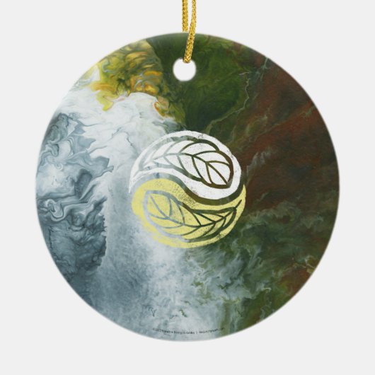 Engel met Yin Yang Feathers Keramisch Ornament (Voorkant)