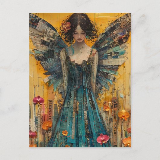 Engel Mixed Media Collage Briefkaart (Voorkant)