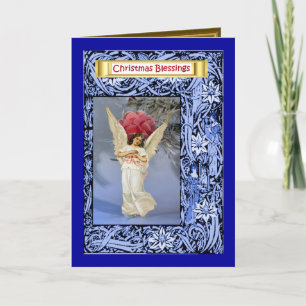 Engel naast een kerstboom feestdagen kaart