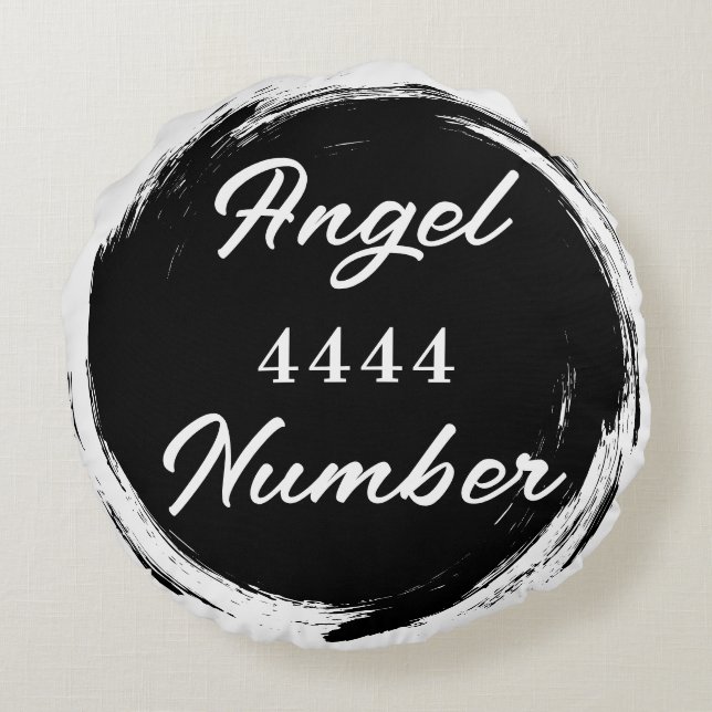 Engel Nummer "4444" Dubbelzijdig  Rond Kussen (Achterkant)