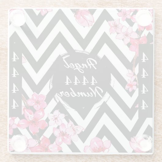 Engel nummer "4444" glazen onderzetter (Achterkant)