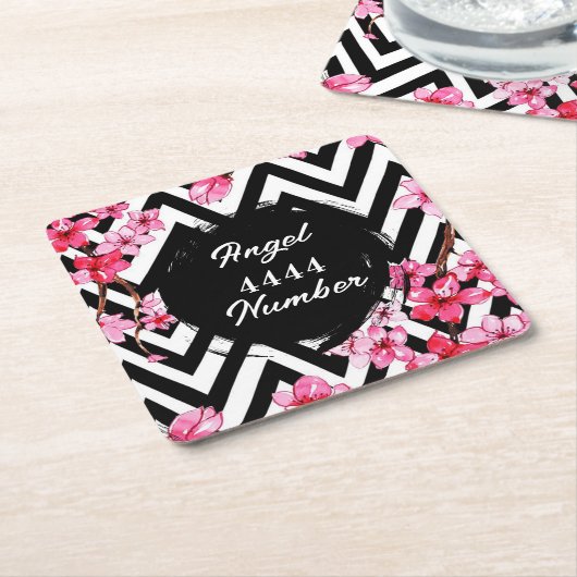 Engel nummer "4444" kartonnen onderzetters (Schuin)